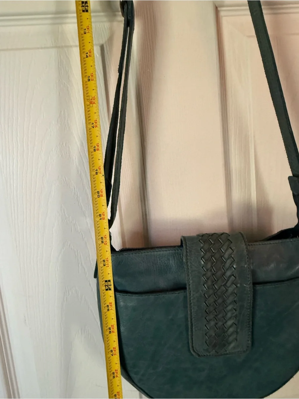 Teal Genuine Leather Crossbody Bag
